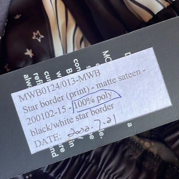 Modern Works (NWT) Black and White Star Patterned Wide Leg Satin Pants (Size: M) - Picture 10 of 10